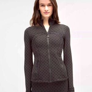 NWT 6 Define Flock Full Length Jacket Nulu Zip Black Lululemon - Polka Dot